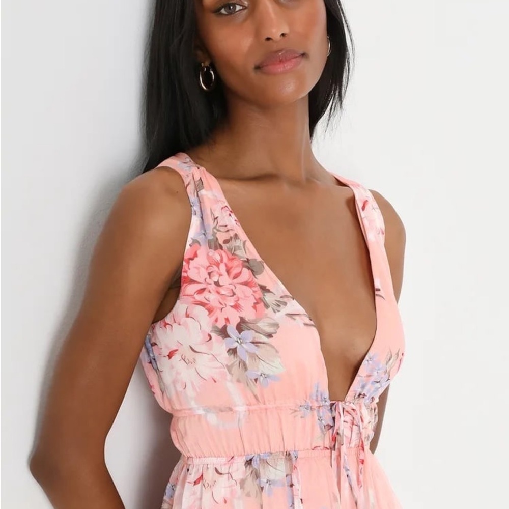 Lulu's Floral Midi Dress in Pink